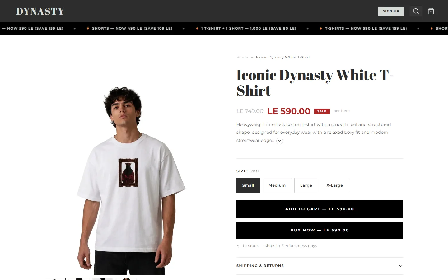 Dynasty page on desktop