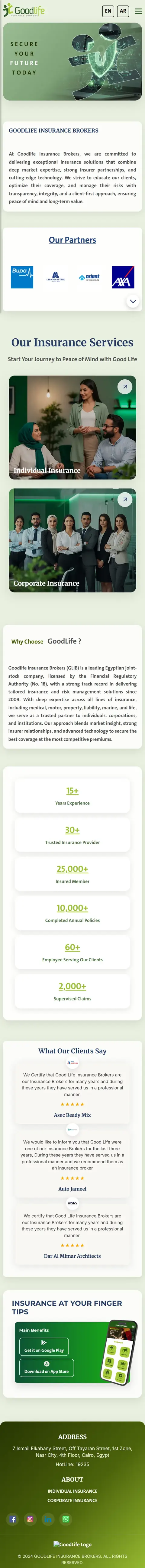 Goodlife Insurance Brokers page on a phone