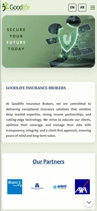 الصفحة الرئيسية لـ Goodlife Insurance Brokers على الموبايل