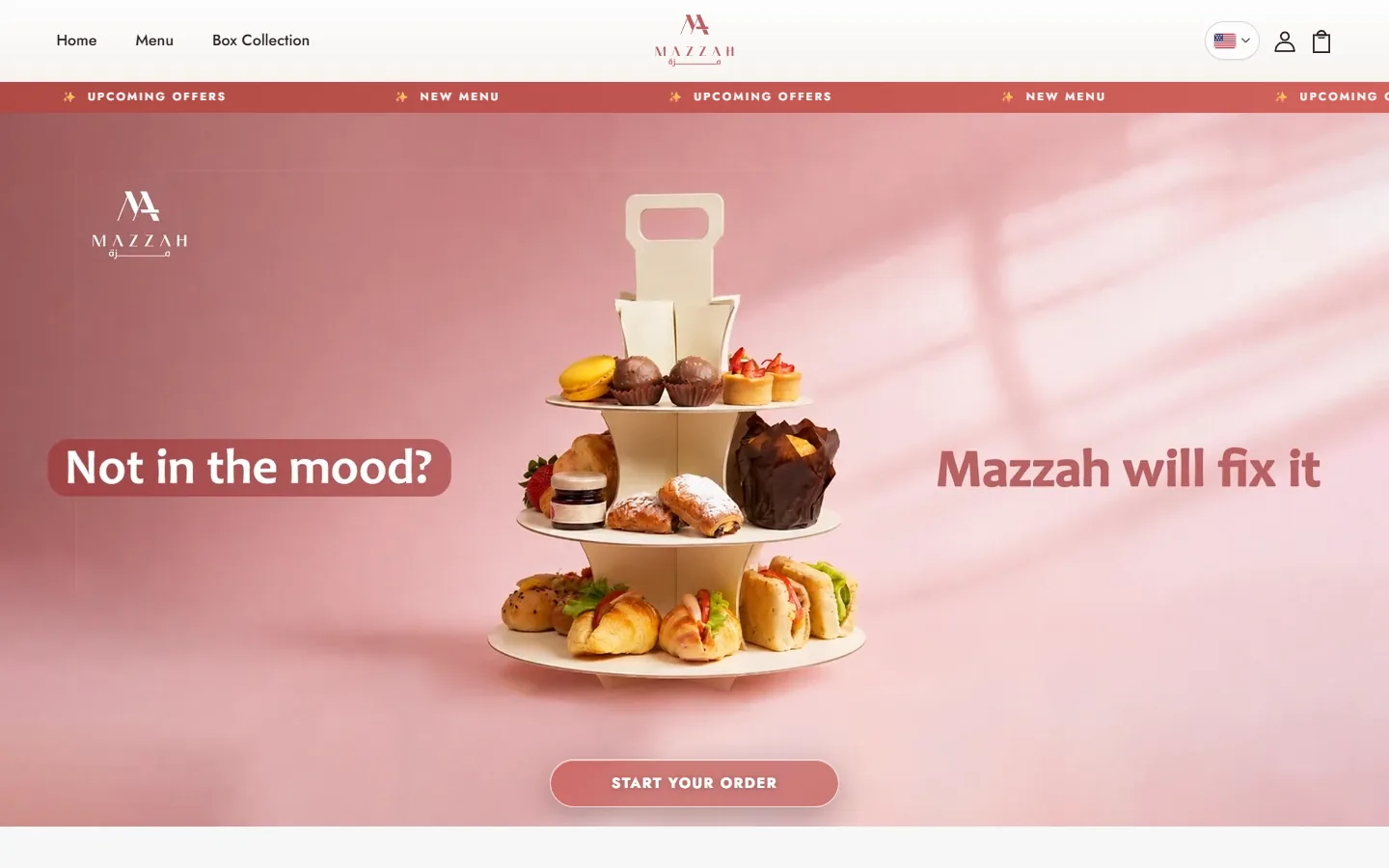 Mazzah page on desktop