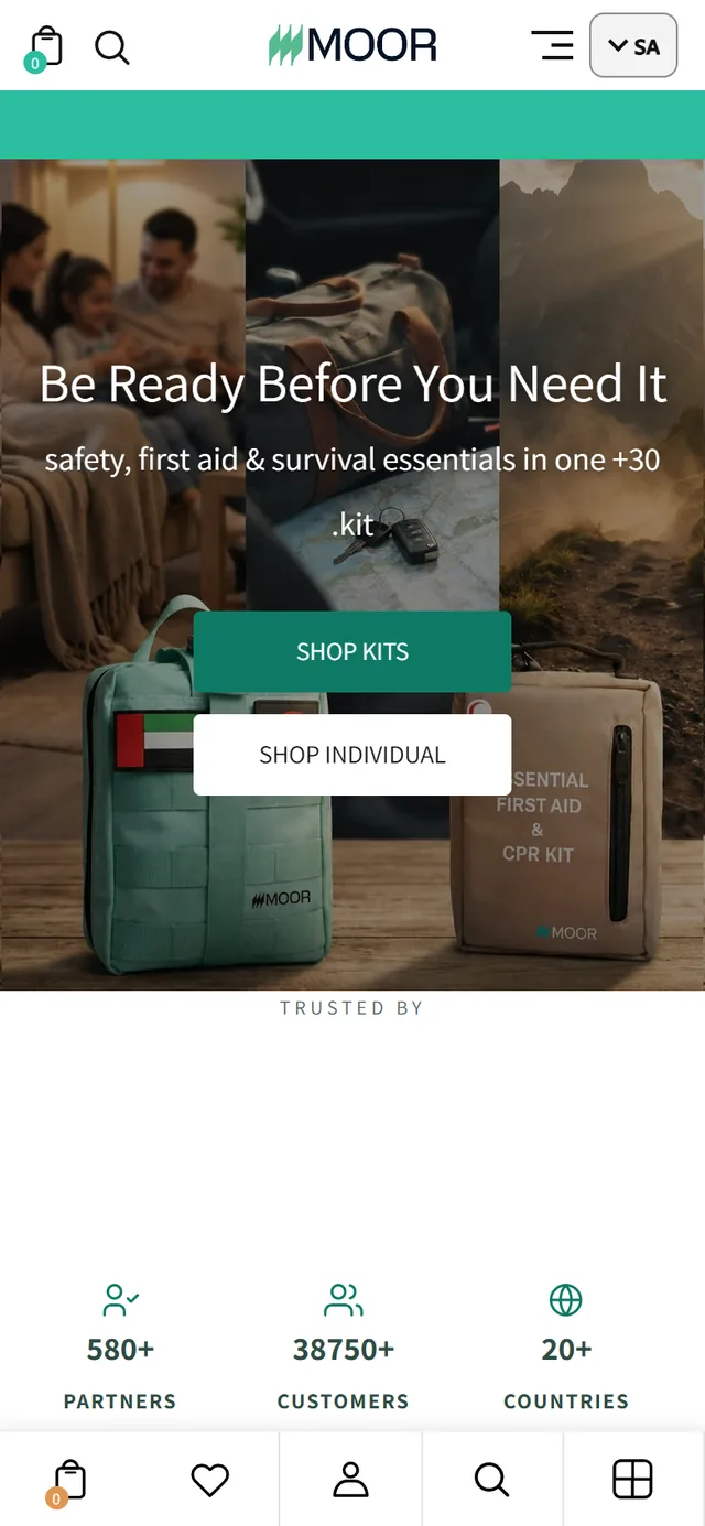 الصفحة الرئيسية لـ MOOR على الموبايل