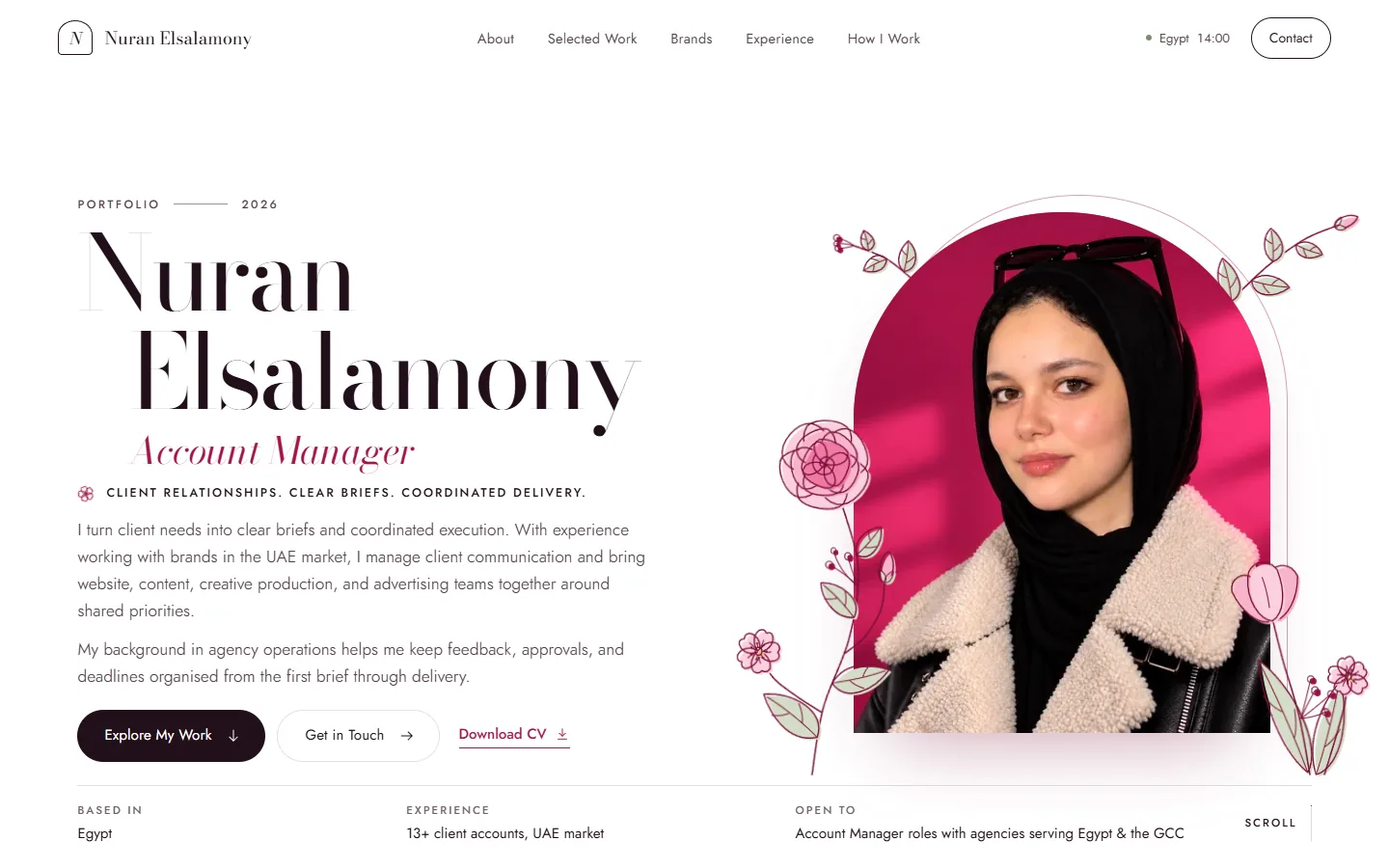 Nuran Elsalamony page on desktop